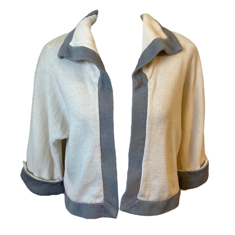 St. John Cream and Gray Cardigan
